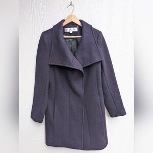 Trina Turk Dark Purple Lambswool Pea Coat Winter Jacket Women's Size 12
